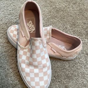 VANS 7.5 light pink and white checkered